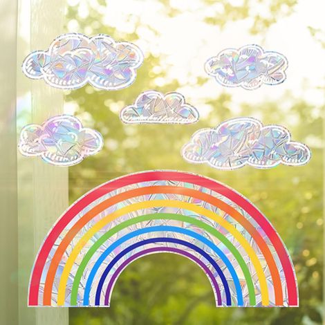 Autocollants arc-en-ciel pour fenêtres, attrape-soleil, films adhésifs pour fenêtres, films pour fenêtres pour chambres d'enfants, pour vitres, autocollants arc-en-ciel, stickers pour fenêtres (arc-en (1/5)