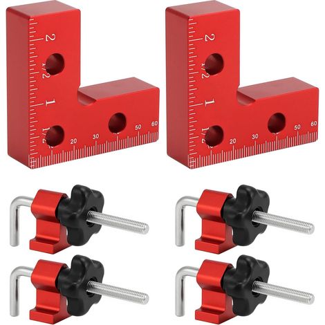 2er-Pack 90-Grad-Positionierungswinkel, 60 mm Aluminium-Eckklemme, Rahmenklemme für Eck- und T-Verbindungen, Tischlerwerkzeuge
