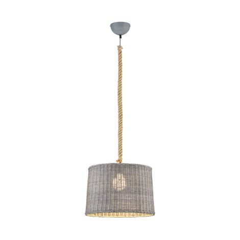 TRIO LEUCHTEN - LAMPADARIO A SOSPENSIONEROTIN GRIGIO CORDA IN JUTA (1/2)