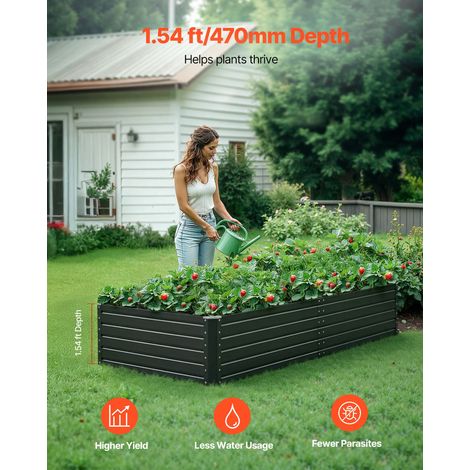 Potager Surélevé Métal 203,2x101,6x47 cm Carré Potager Surélevé en Galvalume Lit de Jardin Fond Ouvert Bac de Jardinage pour Cultur… (1/5)