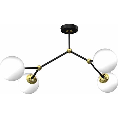 Plafonnier Milagro JOY noir/or 4xE14 globes verre blanc (1/5)