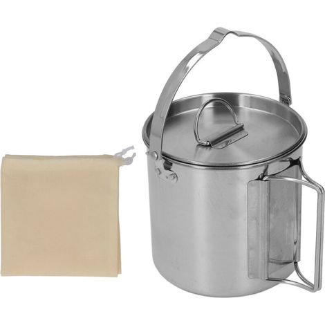Bouilloire Camping Inox 1.2L Portable pour Randonnée Pique-nique, Thé Café Équipement Extérieur