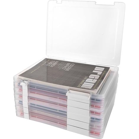 boîtes d'archivage A4 transparentes plates boîtes de rangement avec fermetures à clip portable en plastique couvercle à documents plate pour documents (1/5)