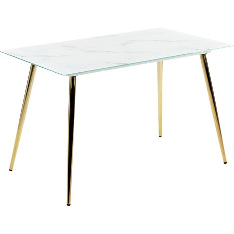 Esstisch MULGA Marmor Optik / Gold 120 cm 70 cm Sicherheitsglas