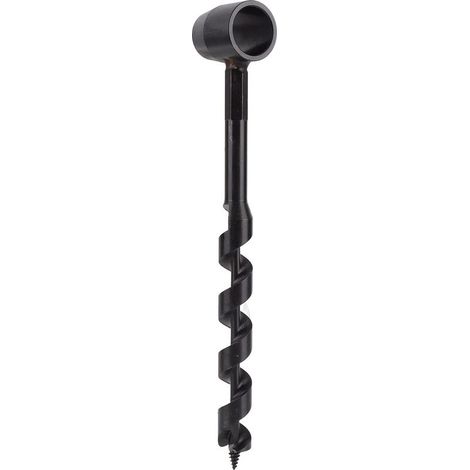 Foret hélicoïdal manuel en acier carbone 26cm Idéal pour le travail du bois, le camping, la survie, 2 cannelures, noir (1/5)