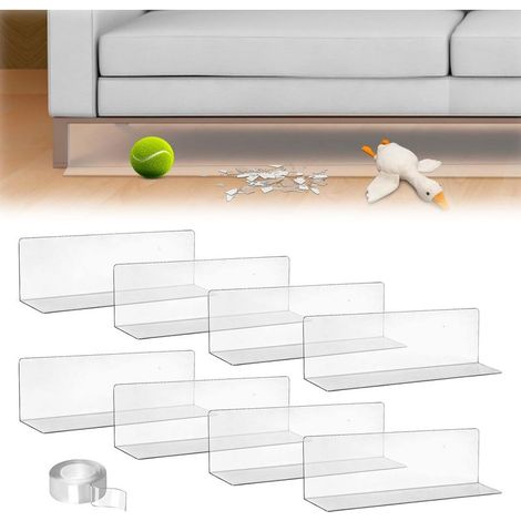 Lot de 8 bloqueurs de jouets transparents pour meubles - Paroi acoustique forte adhésive - Empêche les objets sous le canapé, le lit