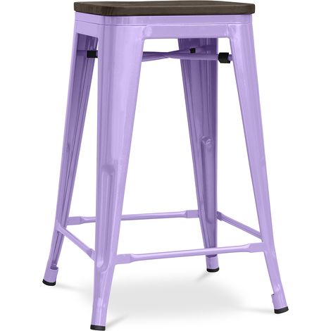 Barhocker - Industriedesign - Holz & Stahl - 60cm -Stylix Pastellpurpur