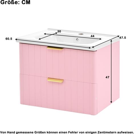 Hängender Waschtischunterschrank 60,5x47,5x47 cm aus MDF in Rosa mit Stauraum – MEUBLIV (1/5)
