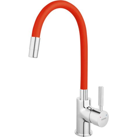Novaservis Ferro - Küchenarmatur mit flexiblem Arm, Rot/Chrom 70710,0CV