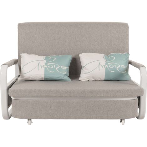 Schlafsofa HHG-525, Schlafcouch Couch Sofa, Schlaffunktion Bettkasten Liegefläche, 130x185cm Stoff/Textil hellgrau