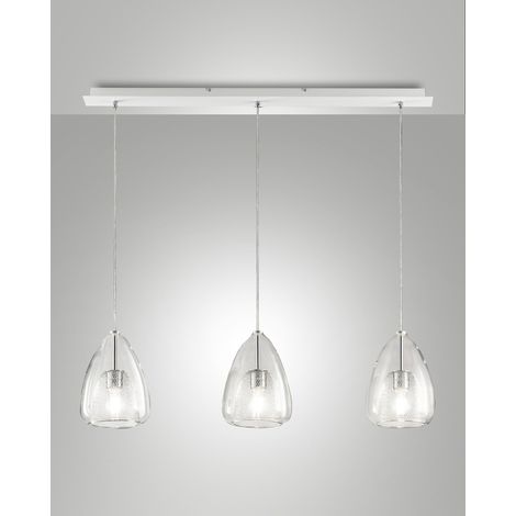 Britton Lampada a Sospensione in Metallo e Vetro Borosilicato Colore Trasparente, Attacco E27 3x40W, Design Moderno ed Elegante per Interni IP20