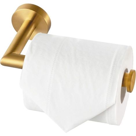 Porte Rouleau Papier Toilette Acier Brossé, Support Papier Toilette Mural pour Salle de Bain, Acier Inoxydable SUS 304, Derouleur Papier Toilette WC (Laiton Brossé) (1/4)