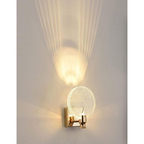 Applique Murale Cristal, Luminaire Mural Interieur de Style Nordique de Luxe, Lampe Murale Ronde Créatif pour Chambre, Chevet, Salon, Salle de Bain, Commode, Couloir (Or, 13cm) (1/5)