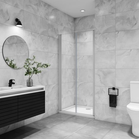[PRODUIT D'OCCASION]AICA porte de douche battante 120x180cm profilé blanc en 5mm verre anticalcaire  porte de douche Hauteur 180cm Installation en niche