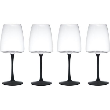 Mikasa Palermo Crystal Juego de 4 Copas de Vino Tinto, 450ml, Tallo Negro, Cristal 100% Libre de Plomo, en Caja de Regalo, Apto para Lavavajillas