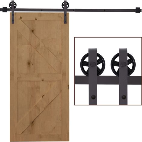 HOMCOM 6FT/1830mm Carbon Steel Sliding Barn Wood Door Hardware Closet Track Set