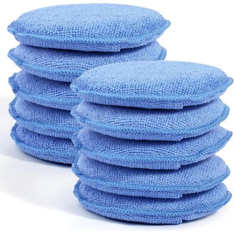 Set mit 10 Wachsauftragsmatten, ultrafeine Faserauftragsmatten mit Fingerrillen, Wachsauftragsmatten für die Autoreinigung und -politur (blau) (1/4)