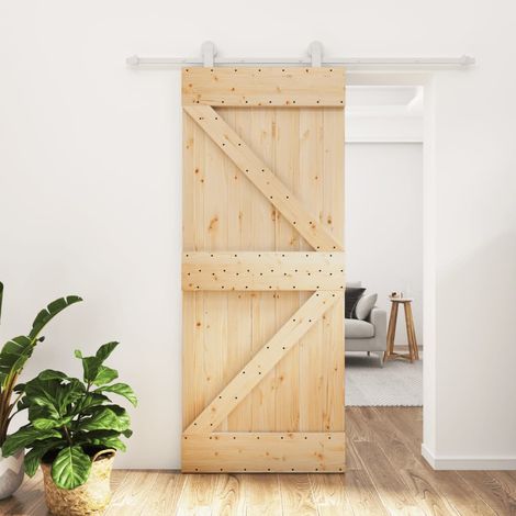 Puerta corredera con herrajes madera maciza de pino 85x210 cm vidaXL (1/5)