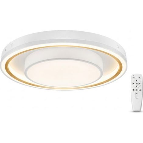 Universo Lampadario LED Smart 2.4G Soffitto 34W CCT 3000K-6500K Bianco Opaco Anello Nero - Telecomando