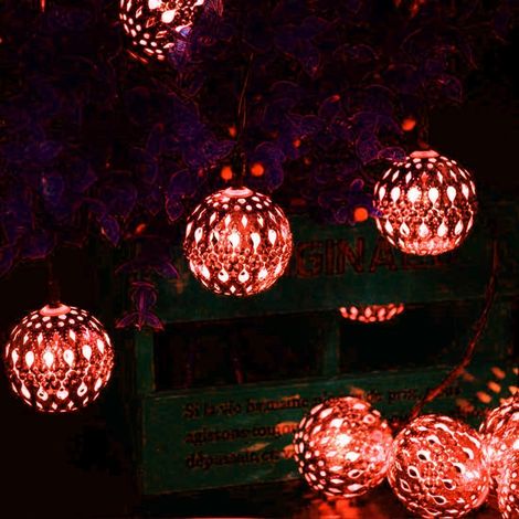 Guirlande Lumineuse Solaire,12 m 100LED 8 modes, guirlandes lumineuses Globe Fairy, lumières décoratives marocaines, pour arbre, patio, cour, mariage, fête, intérieur (Multicolore)