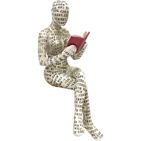 Figura Blurand Amoris blanca con motivo femenino y motivo de letra para la decoración de bibliotecas y oficinas. (1/5)