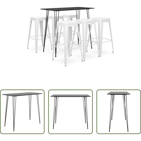 Tabouret de bar - Ensemble de bar 7 pcs Noir et blanc (1/5)