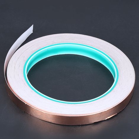 Ruban adhésif double face en feuille de cuivre conductrice pour blindage électromagnétique 10 mm x 20 m (1/5)
