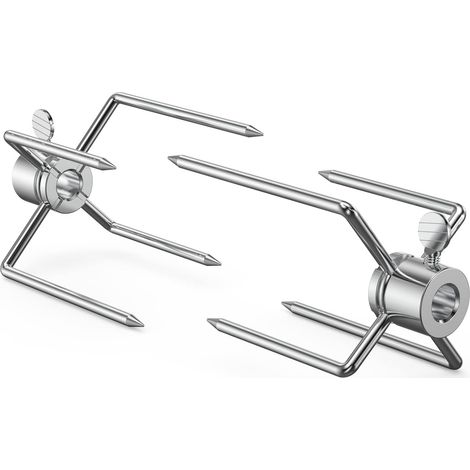 Fourchette Rôtisserie - Lot de 2 - Acier Inoxydable - Fixation Viande - BBQ Gril - Tige Carrée 8mm (1/5)