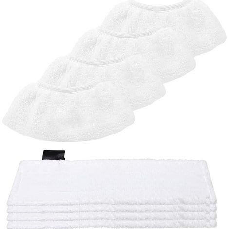 8 housses en microfibre pour nettoyeurs vapeur Kärcher, housses pour buses de sol et à main, 4 serpillières + 4 buses