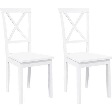 Sedie da Pranzo 2 pz Bianche in Legno Massello di Hevea vidaXL (1/5)