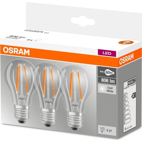 Osram Set LED E27 6,5W Bianco Freddo 3 Pezzi