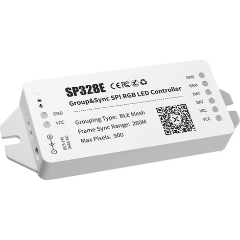 Contrôleur LED SPI SP328E avec Application Bluetooth Mesh pour L'Amplification Du Signal Sans et le Contrôle Synchronisé pour les Rubans LED RGB Adressables. (1/5)