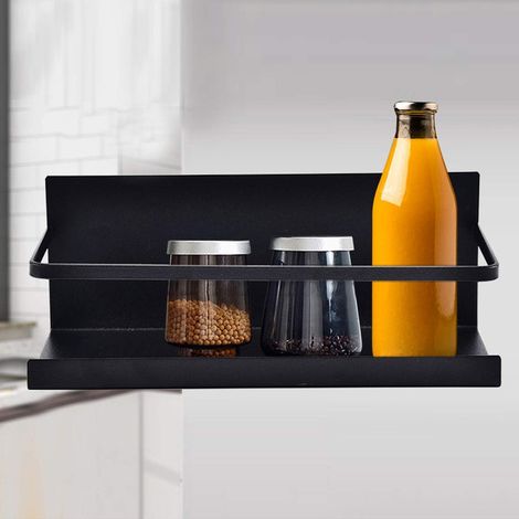 Porte - couvercle magnétique de chaudière de réfrigérateur, étagère de rangement latérale, porte - planche à découper, support de rangement mural de cuisine sans crochet magnétique perforé (un noir, 2 (1/4)