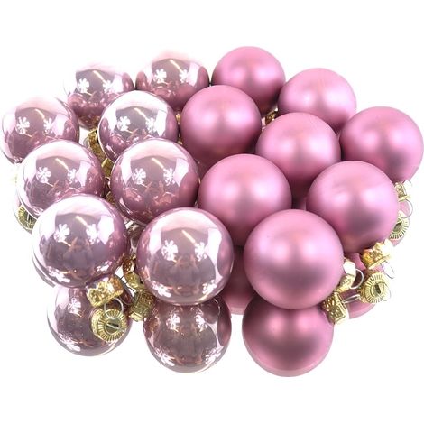 Christbaum-Mini-Kugeln Altpink altrosa Ø 3,5 cm aus Glas - 16er Set