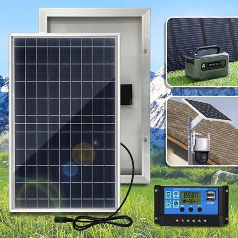 Trywise Kit de panneaux solaires en polysilicium 10 W avec contrôleur de recharge pour camping, voyage, voiture, téléphone portable, accessoire d'alimentation d'urgence extérieur (1/4)