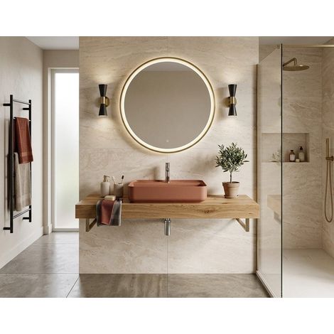 Lavabo rettangolare da appoggio senza troppo pieno in ceramica con foro rubinetto - Terracotta Opaco