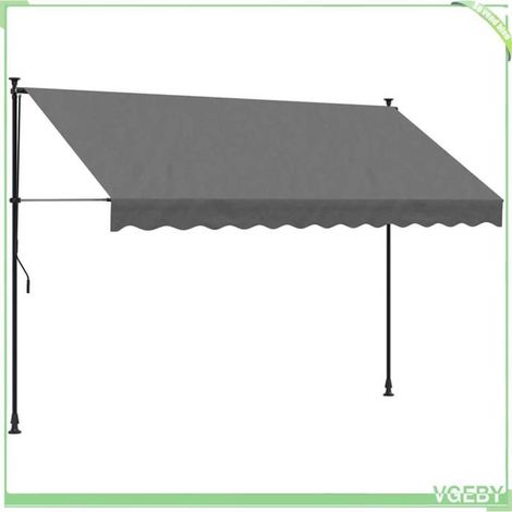 Auvent rétractable - FAFEICY - 368740 - 300 x 150 cm - Anthracite - Manivelle, cadre acier (1/5)