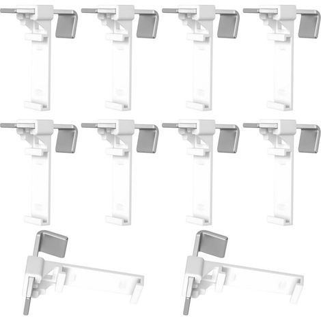 Bardusch 10 Pcs Support de Serrage Long pour Klemmfix Store Double, Fixation Store sans Percage Fenetre, Supports de Serrage Longs Fixation Attache Rideau pour PVC Fenêtre en Bois Store Enrouleur sans (1/5)