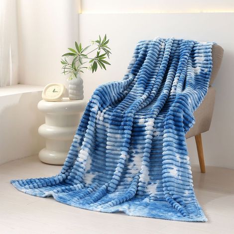 Couverture En Velours Corail - 120 x 200 cm - Coton - Bleu Ciel - Pour Canapé Lit Bureau - 1 Pièce (1/5)