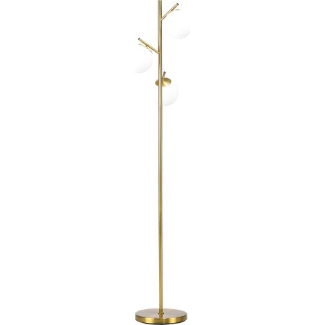 Lampada da Terra Moderna Ø27x159 cm con 3 Punti Luce in Acciaio e Vetro Oro (1/5)