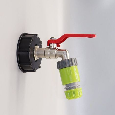 Robinet IBC 1/2 pouce robinet de jardin IBC adaptateur de robinet de sortie de conteneur S60x6, robinet de sortie à bille en laiton antigel pour accessoires de réservoir d'eau de (1/4)