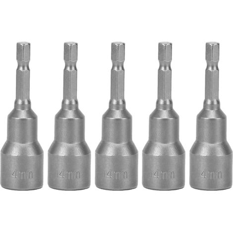 Embouts De Visseuse Magnétiques - Acier Galvanisé 14mm - Pour Serrage Boulons Et Ferraillage - Lot De 5 Pièces (1/5)
