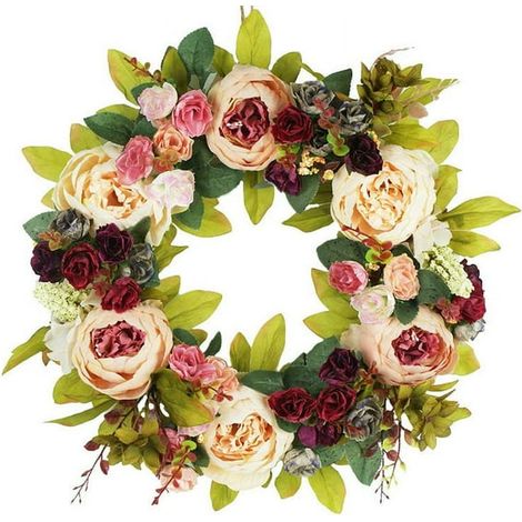 Couronne artificielle, couronne de porte en forme de main de fleurs pour la décoration des murs de la maison (1/5)
