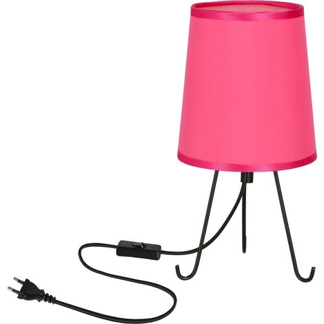 Lampe de table Smally Candellux noire abat-jour fuchsia E14 40W (1/2)