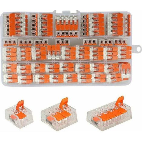 Connecteur Filaire À Levier - 75 Pièces - 2/3/5 Fils - AWG 24 à 12 - Boîtier En Polycarbonate Transparent - Pour Raccordement Cuivre Souple Et Multibrin (1/5)