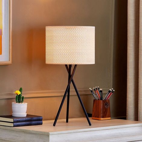 [GEBRAUCHT] B-Ware Lindby Tischleuchte Soula Tischlampe Tischlicht Ø 26 cm beige Kunststoff  E27 (1/2)