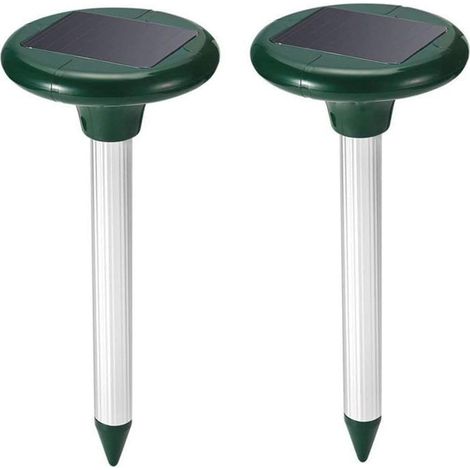 Répulsif à taupes solaire (2 pièces), ultrasonique, solaire, électronique et étanche, répulsif à insectes pour pelouses et jardins extérieurs (1/5)