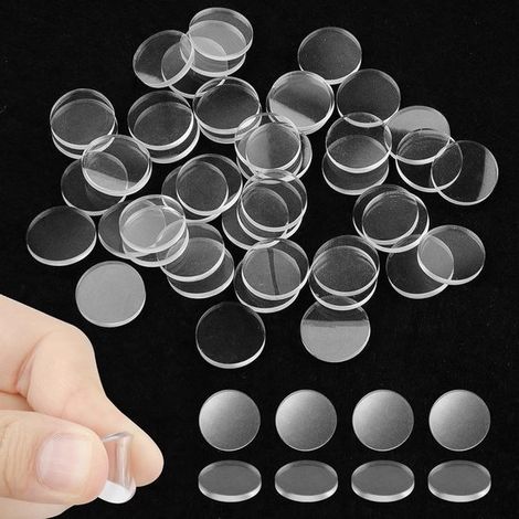 50 alfombrillas escritorio goma transparente antideslizantes, aptas mesas cristal, muebles armarios cocina. 2 cm diámetro, 3 mm grosor (redondas) (1/5)