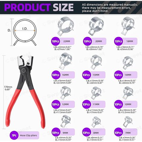 Hose Clamp with Clamp Clip for Silicone Suction Hose (1/2)