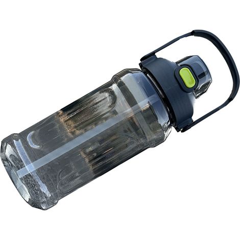 Gourde de 2000 ml en plastique PC, étanche et de grande capacité, avec paille, idéale pour le sport et les activités de plein air comme la salle de sport. (1/2)